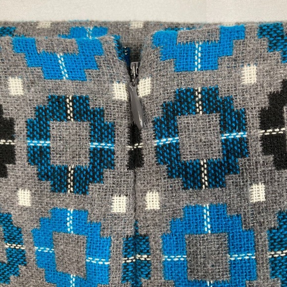 Talbots Skirt Womens Sz 8 Gray Blue Geometric Wool Pencil Lined Back Zip - Picture 5 of 10